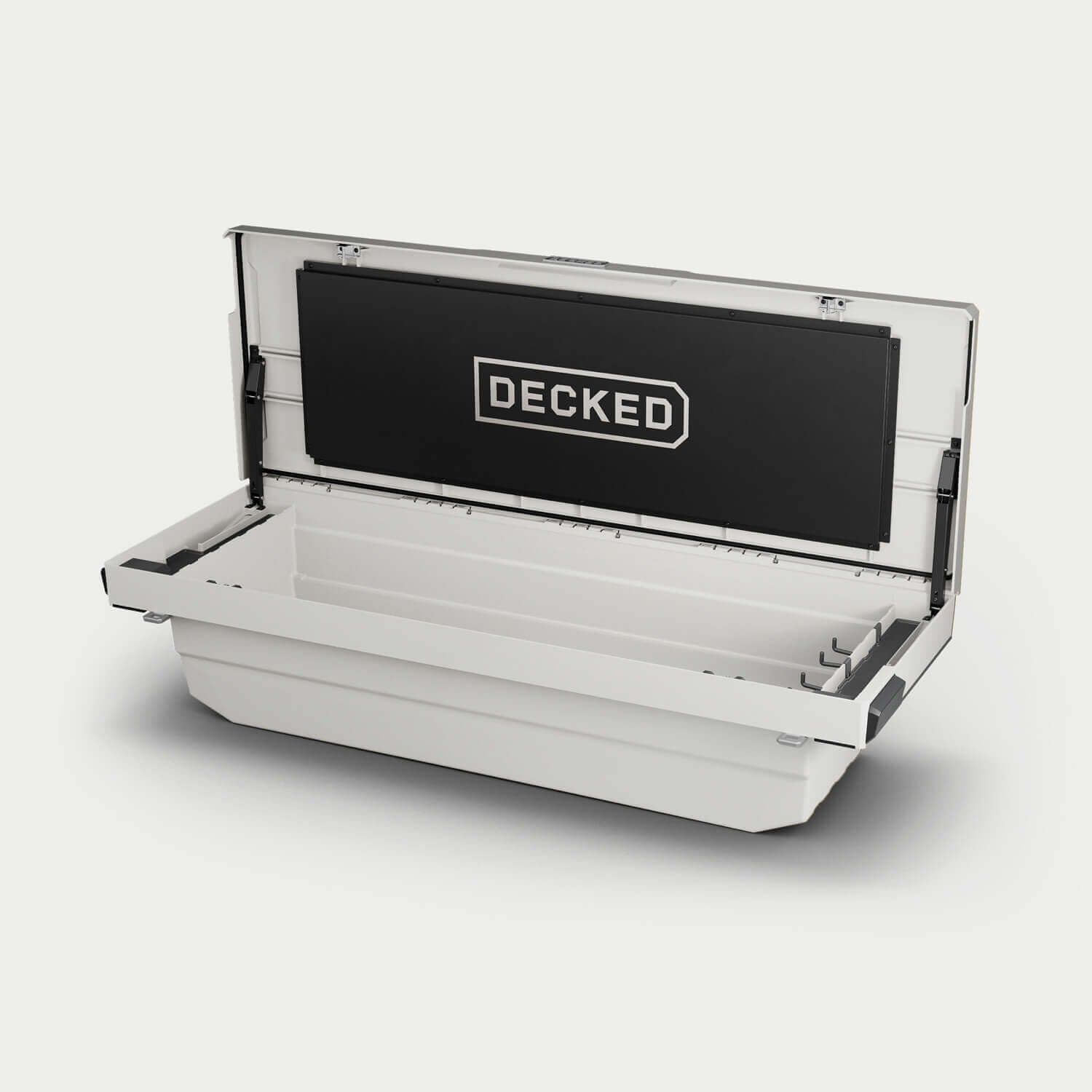 Decked - Truck Bed Tool Box - White - Includes Two (2) D-Ring